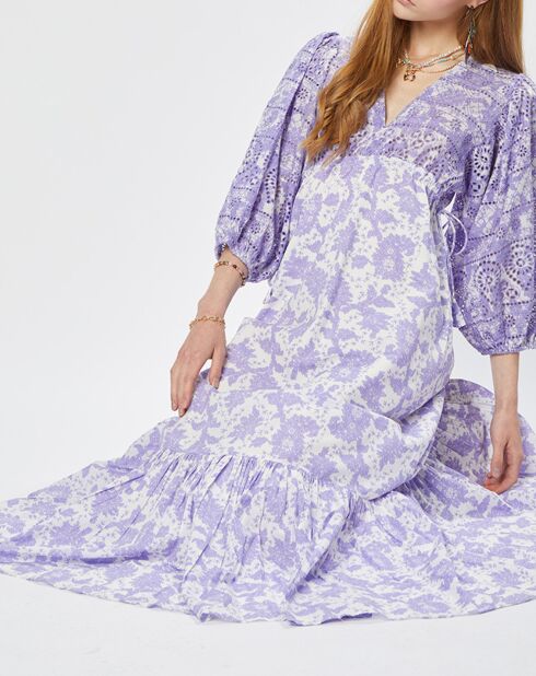 Brigitte lilafarbenes rückenfreies Kleid