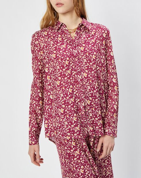 Chemise Basique à fleurs framboise