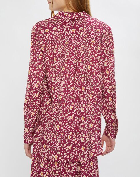 Chemise Basique à fleurs framboise