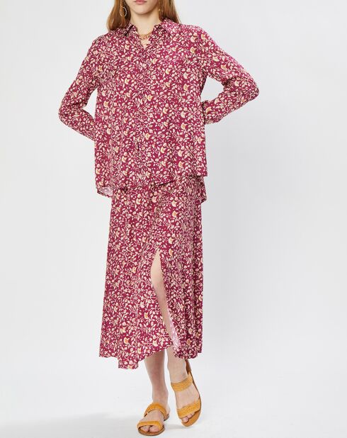 Chemise Basique à fleurs framboise