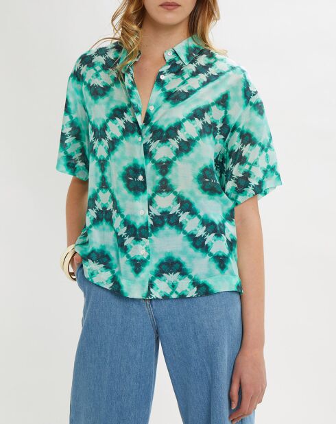 Chemise Janis imprimée vert basilic