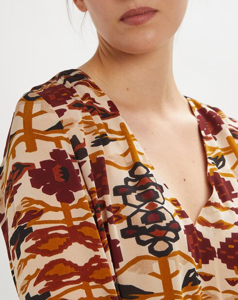 Robe Montana imprimée bordeaux/écru