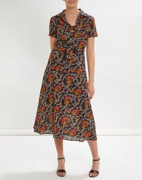 Joy schwarzes bedrucktes langes Kleid