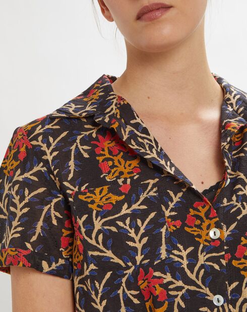 Joy schwarzes bedrucktes langes Kleid