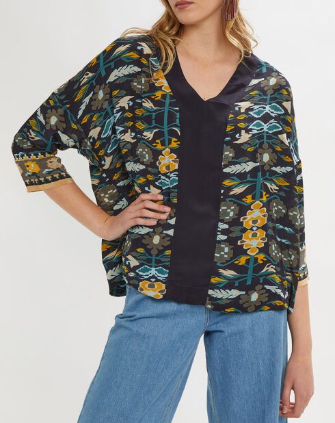 Túnica estampada Montana azul marino/verde