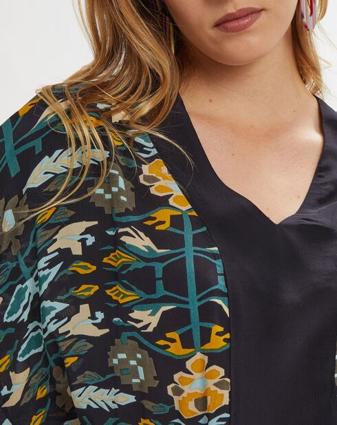 Túnica estampada Montana azul marino/verde