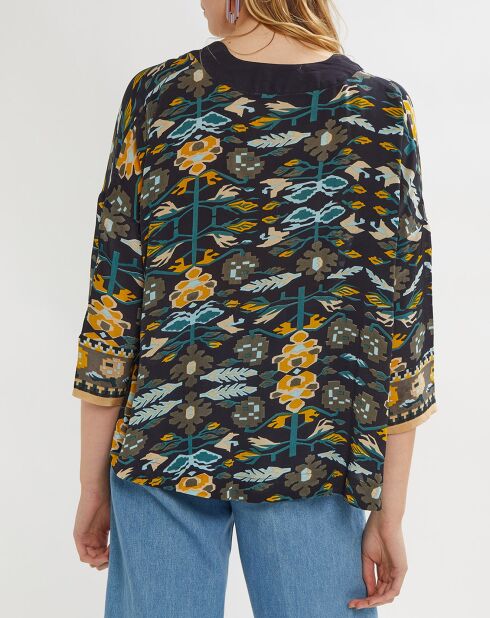 Túnica estampada Montana azul marino/verde