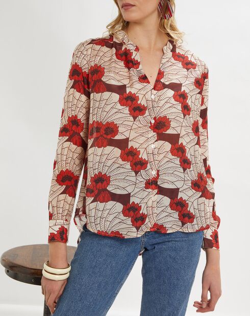 Chemise Zanzibar imprimée rouge