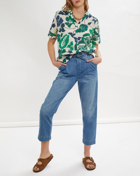 Pantalon cargo Nora en denim bleu