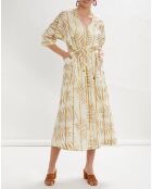 Robe longue Parker façon kimono imprimée écru