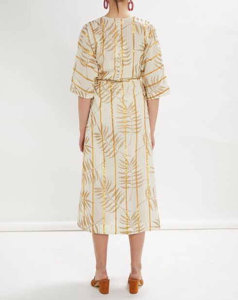 Robe longue Parker façon kimono imprimée écru