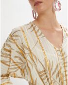 Robe longue Parker façon kimono imprimée écru