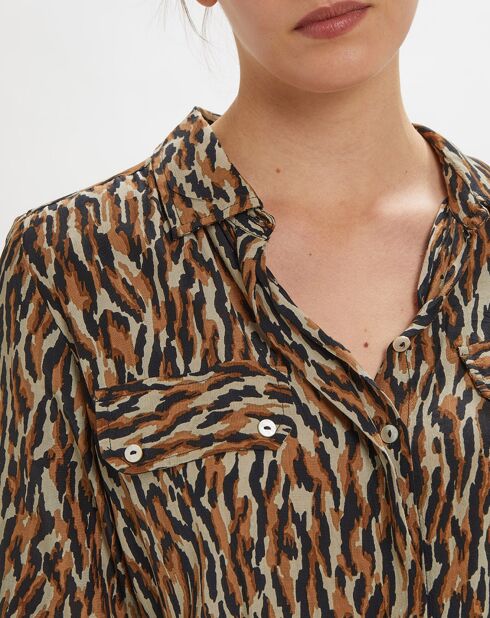 Tuta tigre bicolore con stampa sabbia/blu