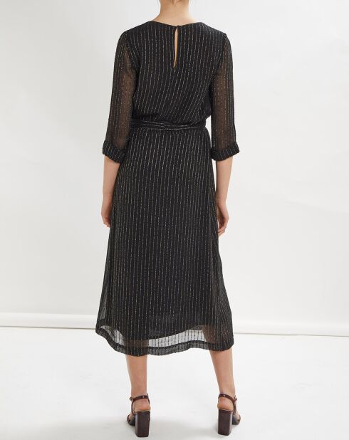 Robe longue à rayures irisées noire