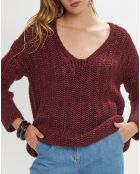 Pull Rejane en Maille mélangée bordeaux