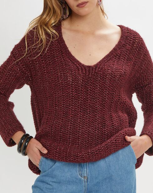 Pull Rejane en Maille mélangée bordeaux