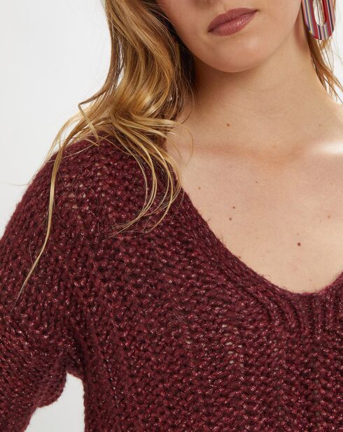 Pull Rejane en Maille mélangée bordeaux