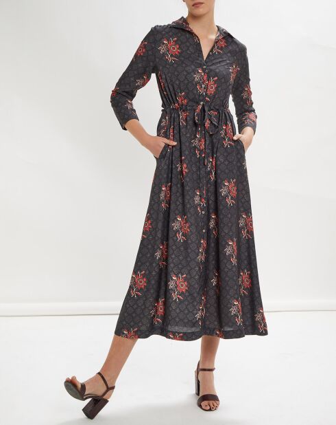 Robe longue Priya imprimée anthracite