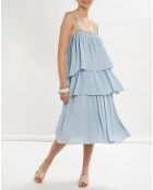 Robe Thaïs à volants bleu ciel