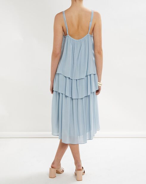 Robe Thaïs à volants bleu ciel