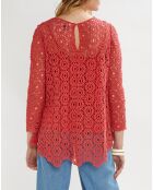 Tunique en Guipure de Coton corail
