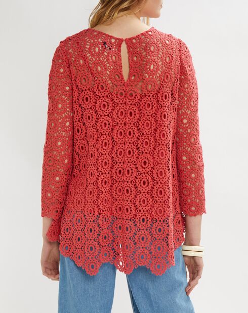 Túnica de guipur de algodón coral