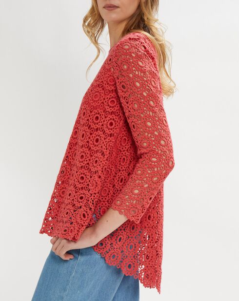 Tunique en Guipure de Coton corail