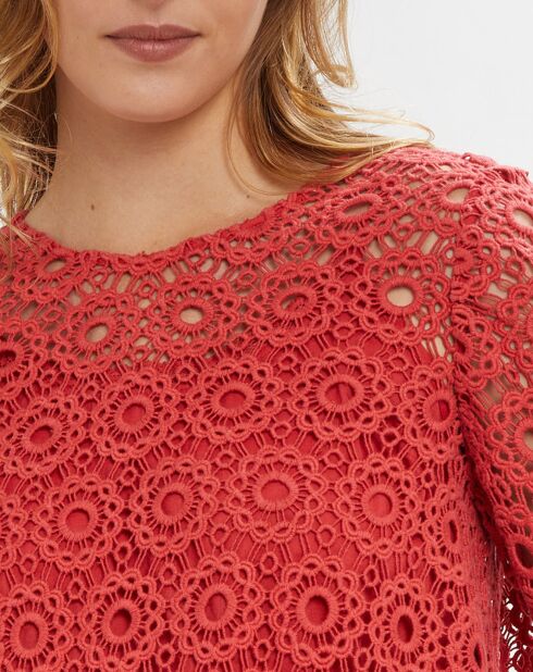 Túnica de guipur de algodón coral