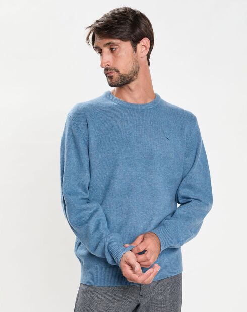 Pull 100% Laine d'agneau col rond  bleu ciel