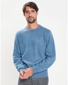 Pull 100% Laine d'agneau col rond  bleu ciel