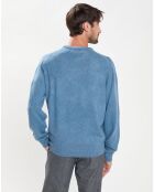 Pull 100% Laine d'agneau col rond  bleu ciel