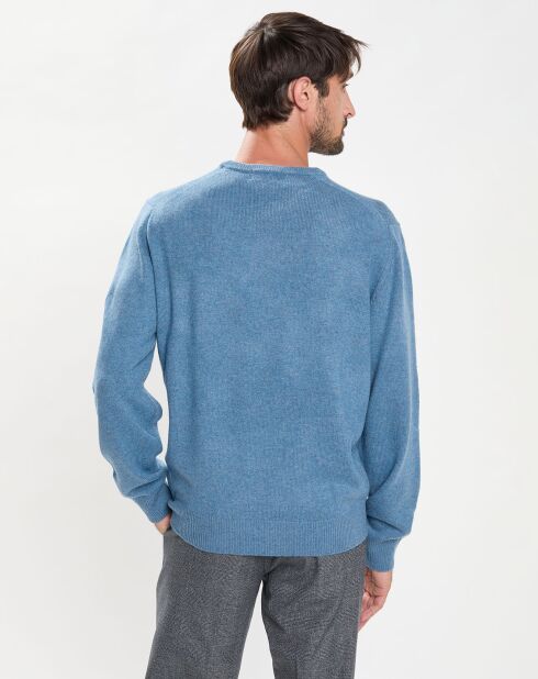 Pull 100% Laine d'agneau col rond  bleu ciel