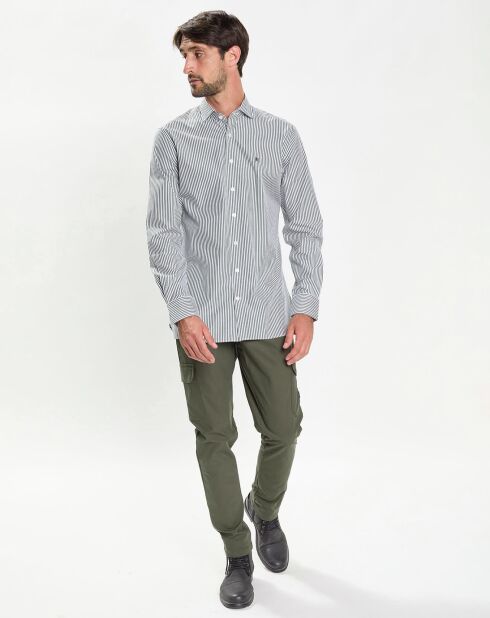 Chemise Slim Fit à rayures vert/blanc