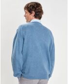 Pull 100% Laine d'agneau col V bleu ciel