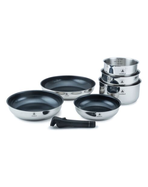 Batterie de cuisine amovible 'réactif' induction - 7 pièces gris