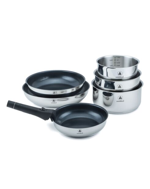 Batterie de cuisine amovible 'réactif' induction - 7 pièces gris