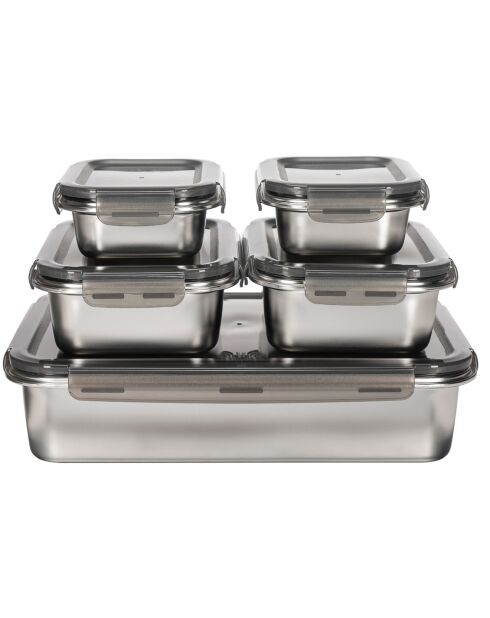 5 Boîtes rectangulaires inox   grises