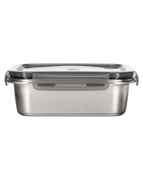 5 rechteckige graue Edelstahlboxen