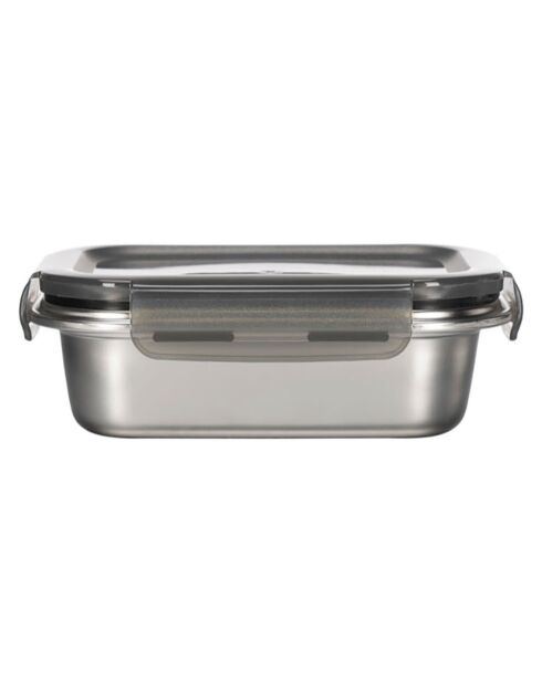 5 rechteckige graue Edelstahlboxen