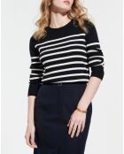 Pull en Laine & Coton Natacha rayures noir