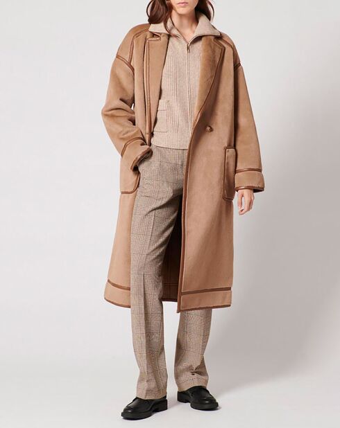 Manteau en Fausse Peau Monranda camel