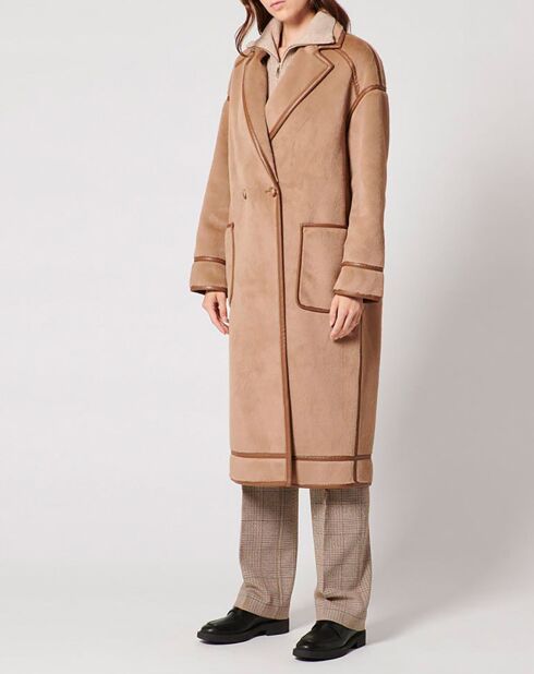 Manteau en Fausse Peau Monranda camel