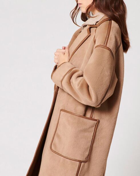 Manteau en Fausse Peau Monranda camel