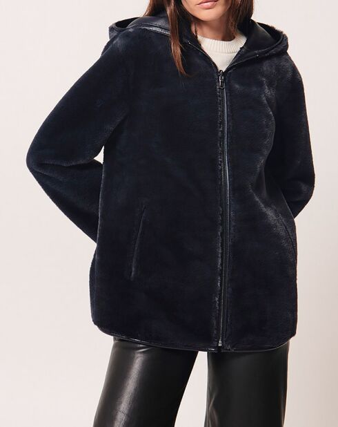 Manteau en Fausse Peau réversible Milora marine