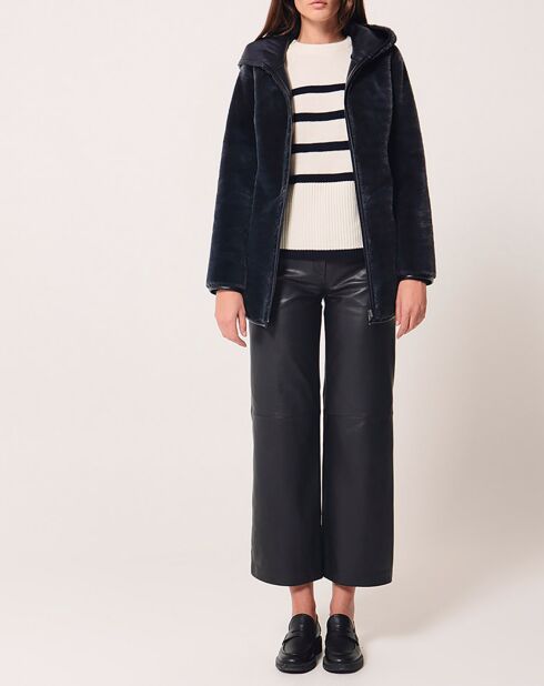 Manteau en Fausse Peau réversible Milora marine