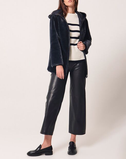 Manteau en Fausse Peau réversible Milora marine