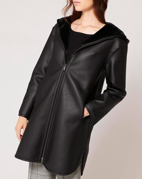 Manteau en Fausse Peau réversible Milor noire