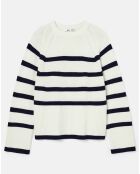 Pull 100% Laine Naori rayures blanc