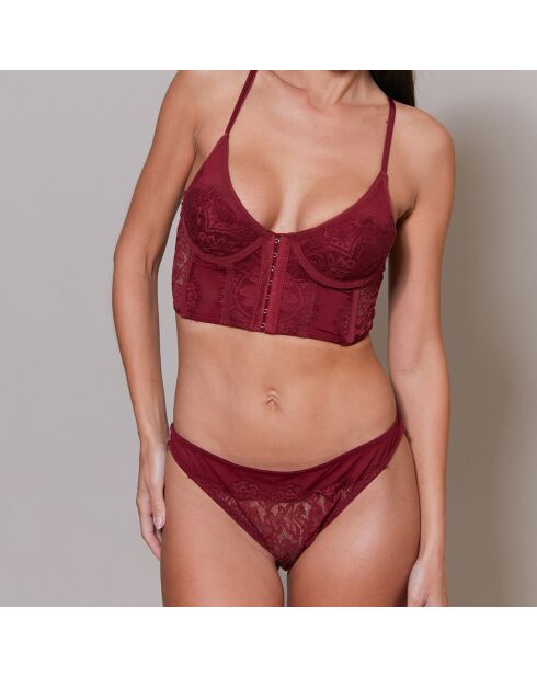 Soutien-gorge paddé & Tanga Yamy rouge bordeaux