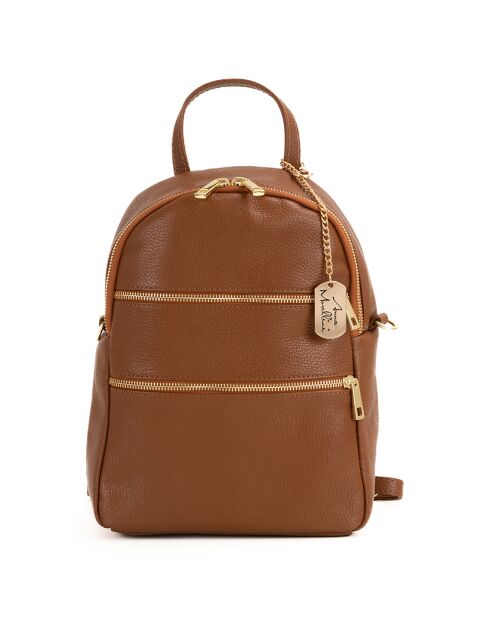 Mochila Zeolla de piel camel - 22x29x11 cm